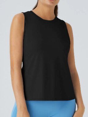 Halara Cut Out Crossover Tank - Black Medium